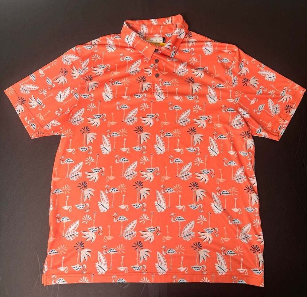 Jack Nicklaus Eco Choice Orange Flamingo Performance Golf Polo
